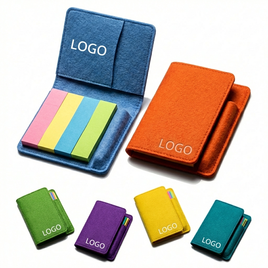 Vibrant Fabric Stationery Set with Sticky Notes and Pens