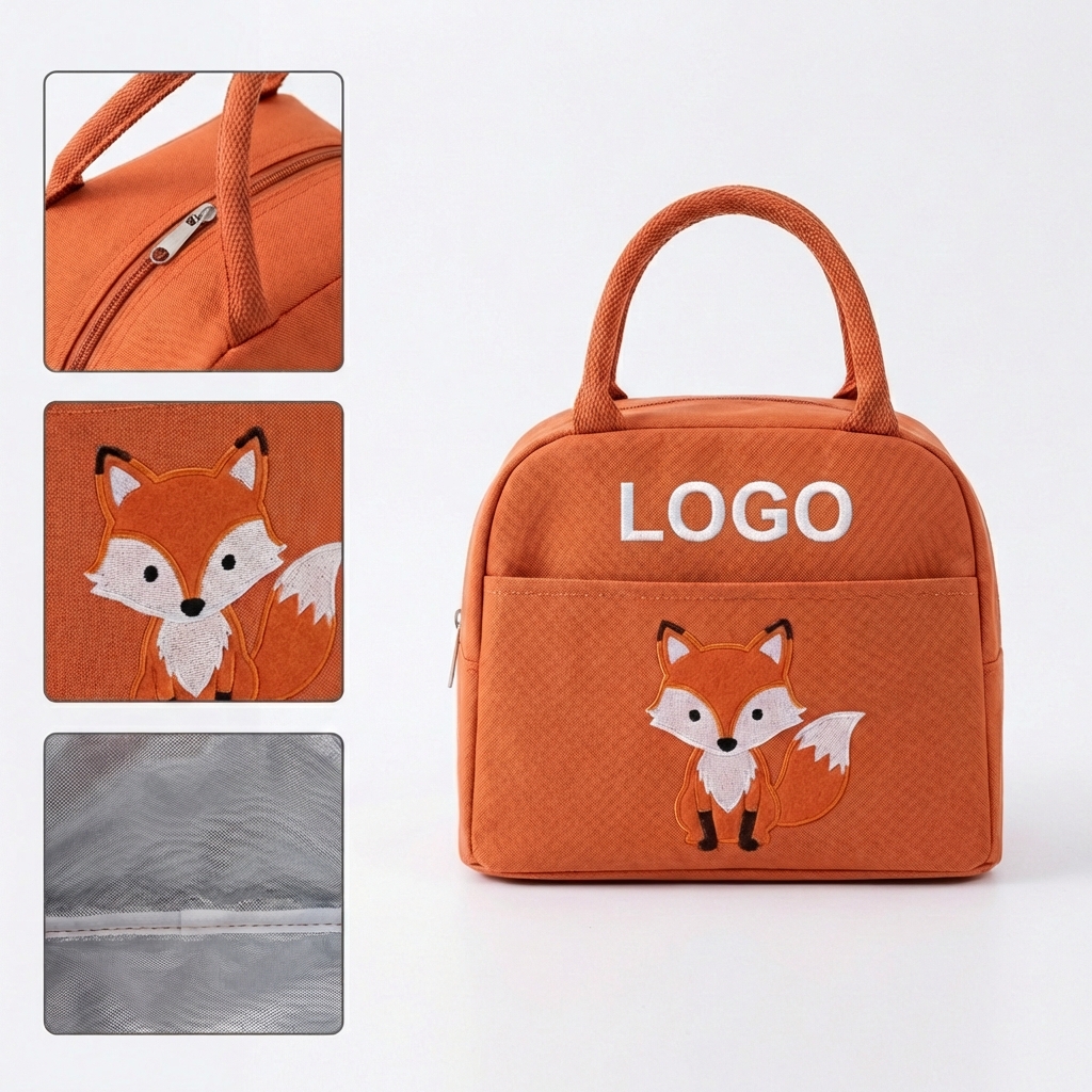 Kids Orange Fox Oxford Lunch Satchel