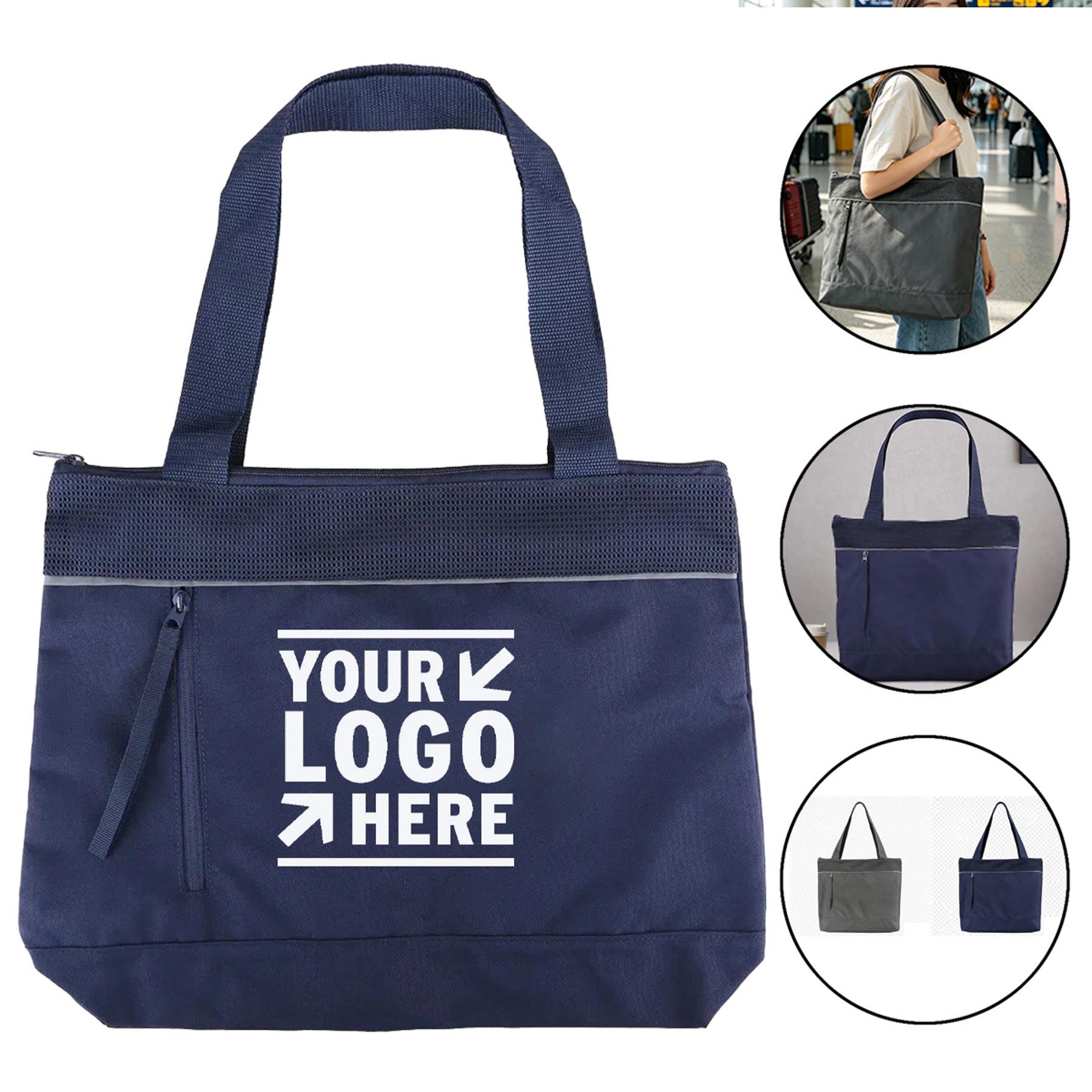 Eco-Friendly Reflective Zippered Tote Bag