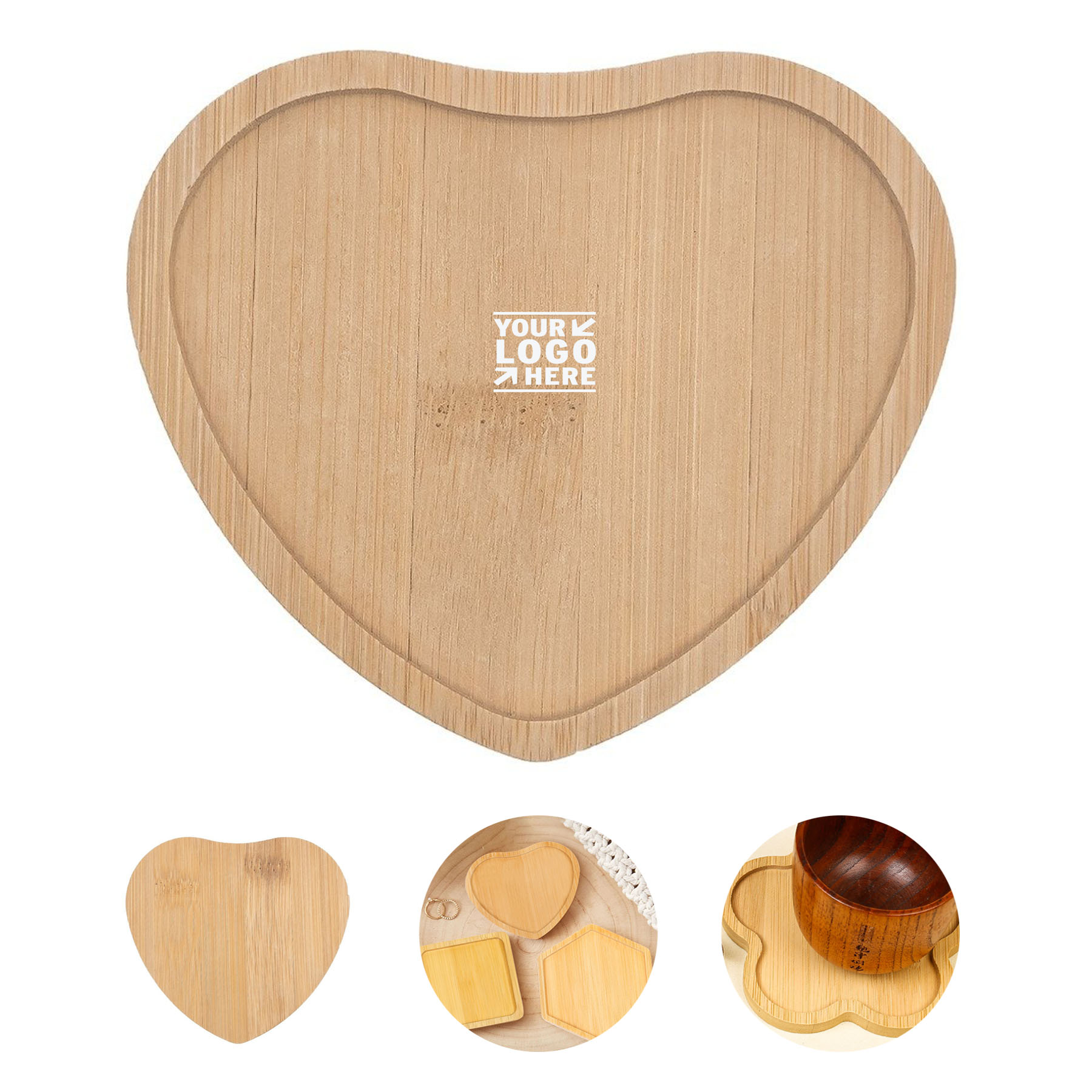 Heart-Shaped Wooden Drink Mat