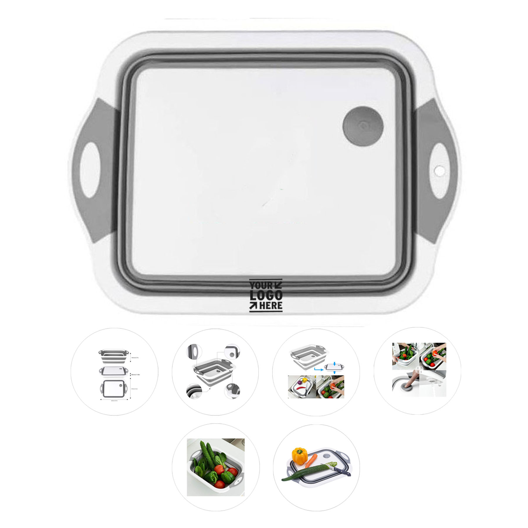 Foldable Kitchen Prep Board with Drainer