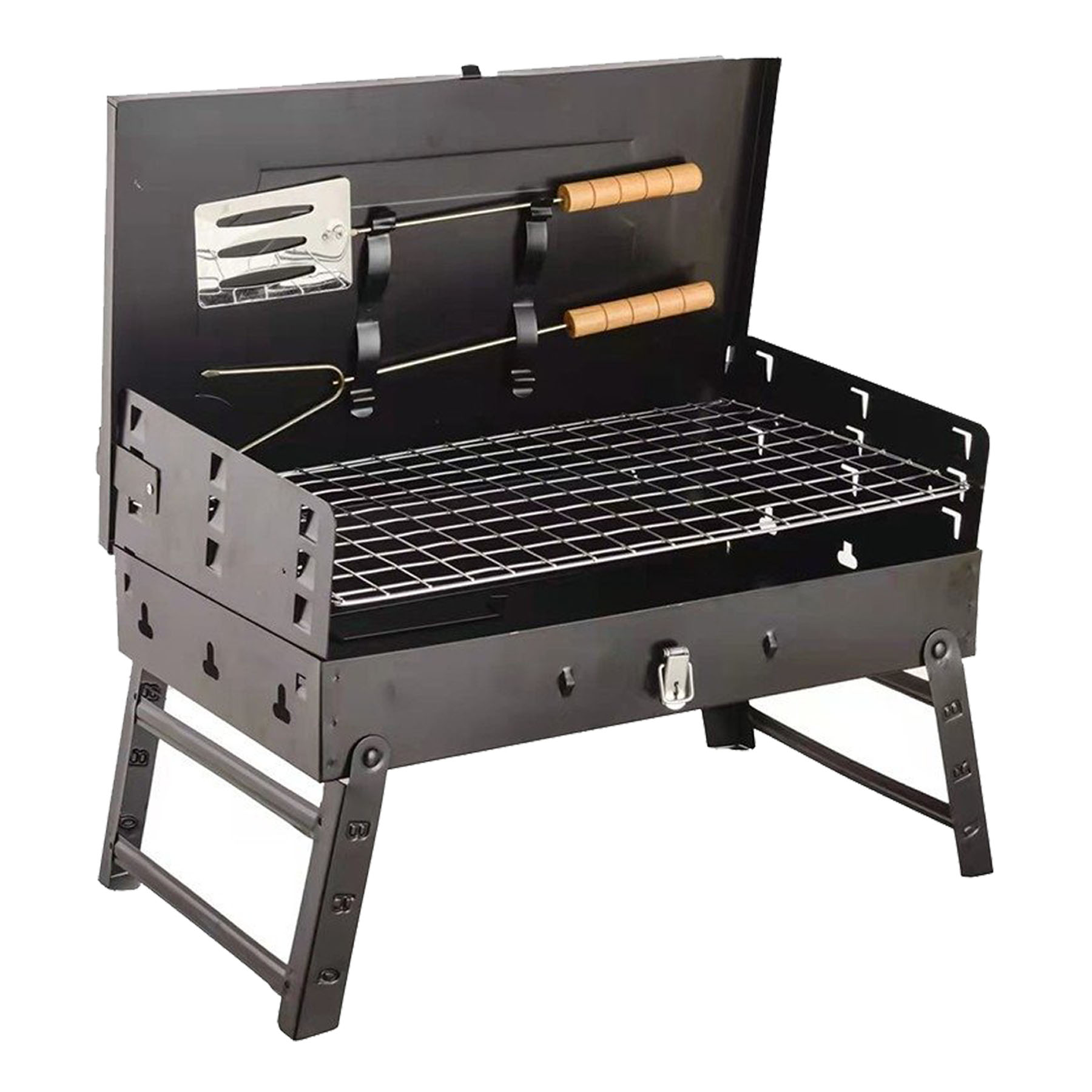 Compact Travel Grill Set with Tools 2