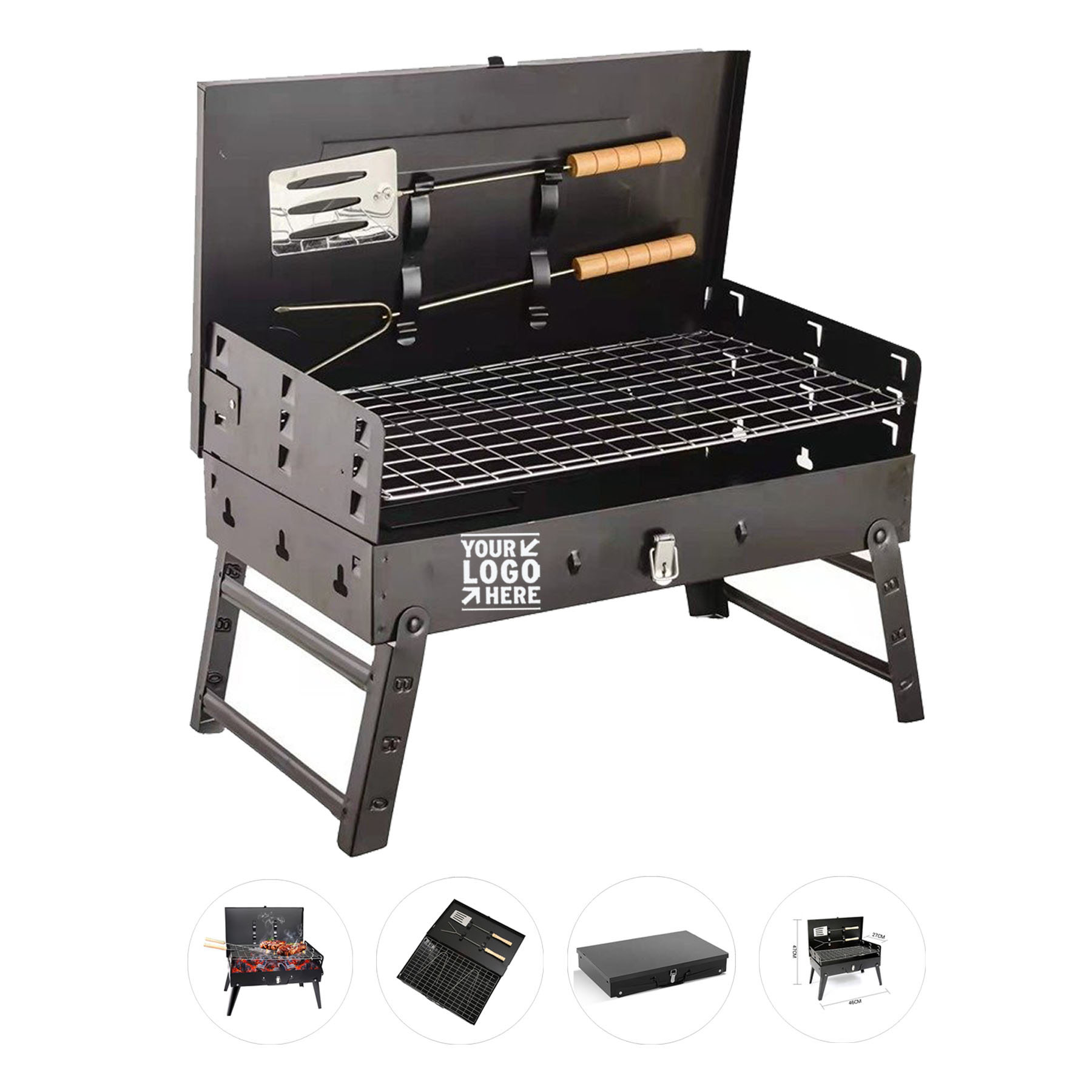 Compact Travel Grill Set with Tools