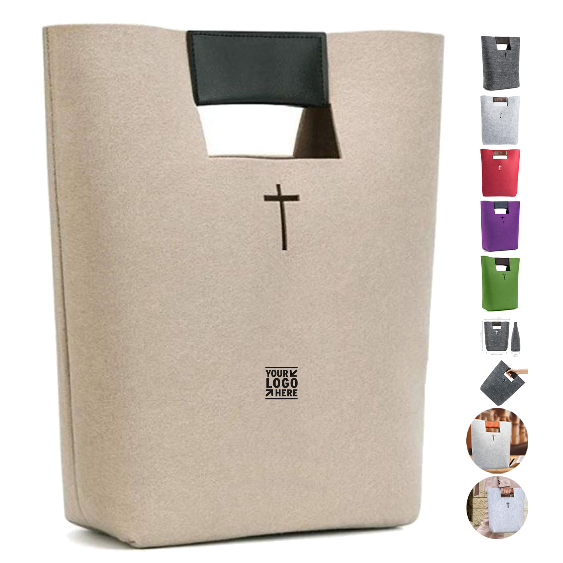 Elegant Cross-Patterned Felt Tote Bag