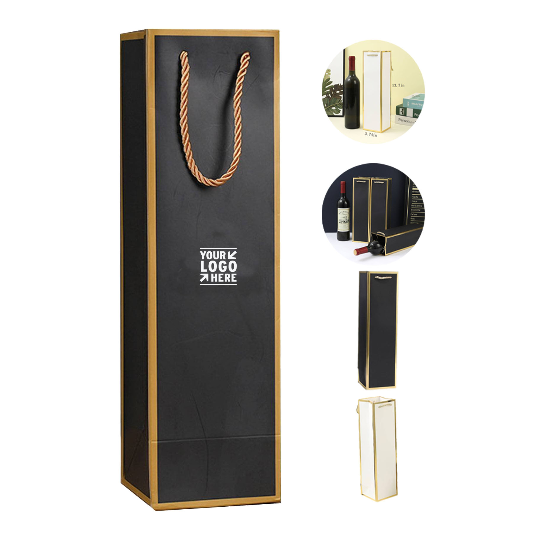 Elegant Wine Gift Bag with Golden Accent