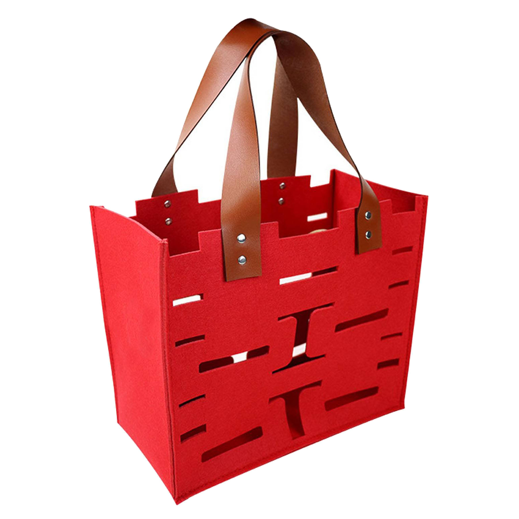 Elegant Red Felt Tote Bag 2
