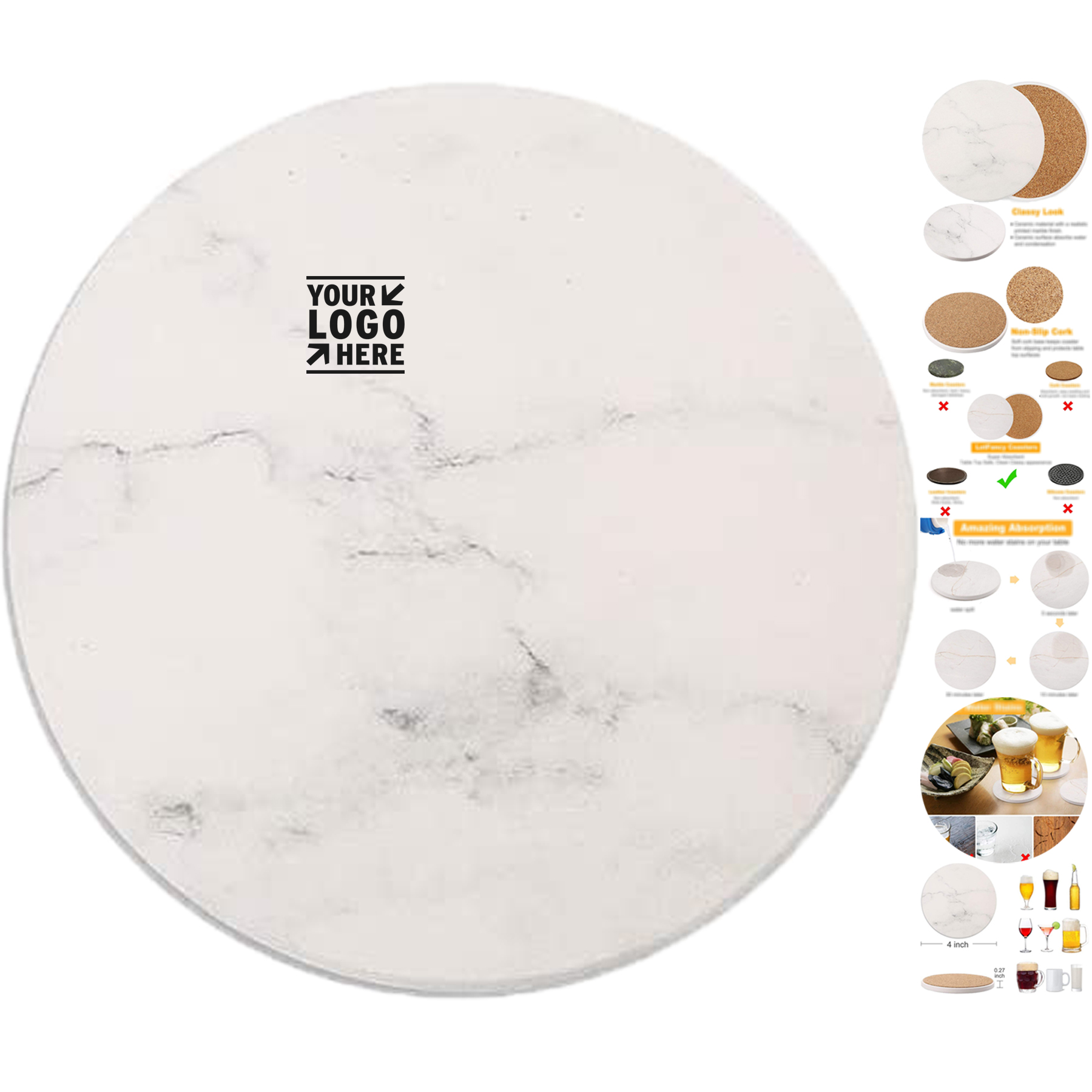 Natural Stone Cork Coaster