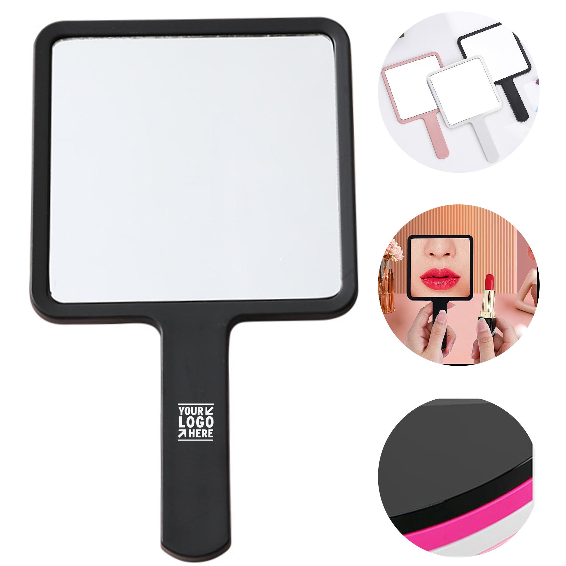Compact Travel Mirror with Square Handle