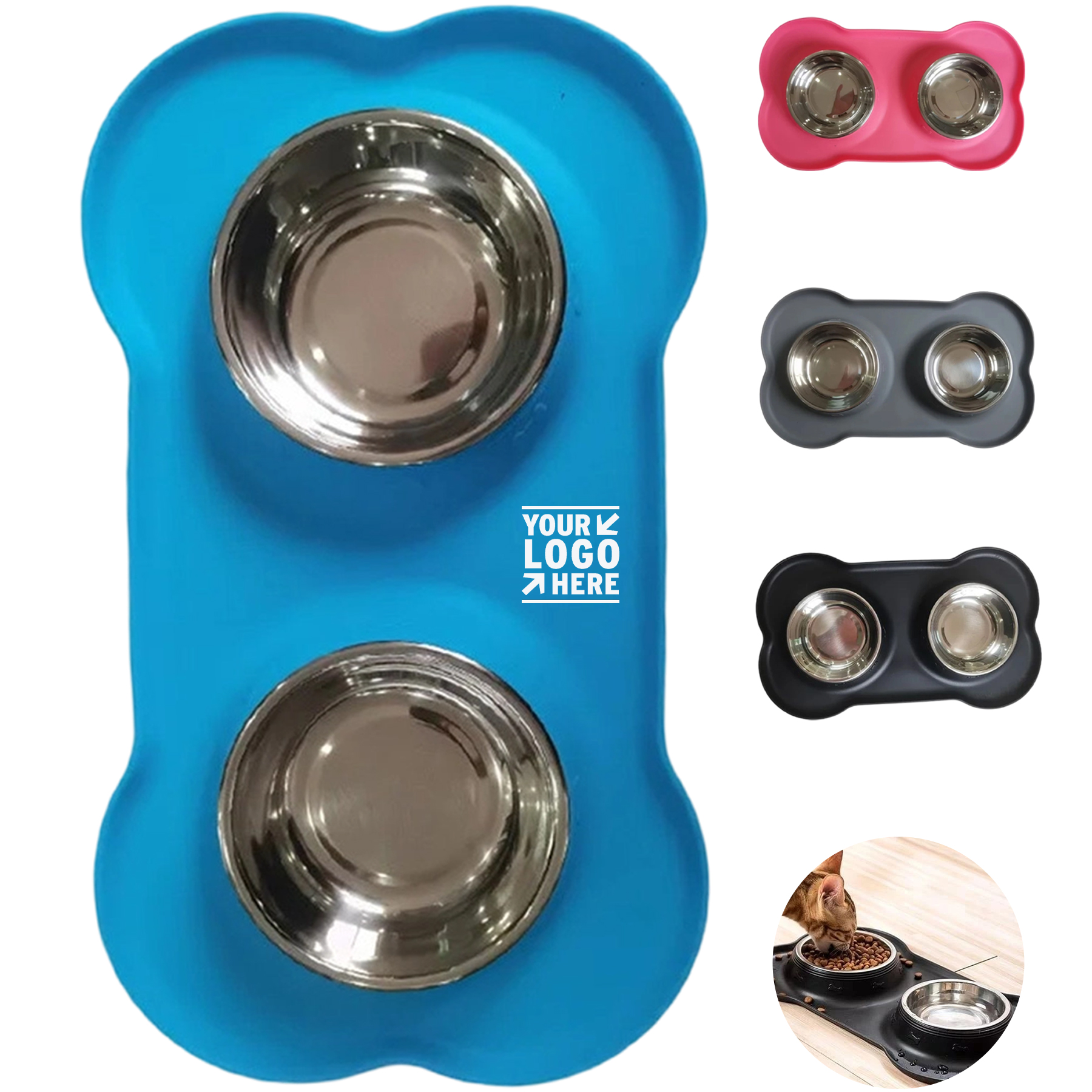 Non-Spill Pet Feeding Bowls Set