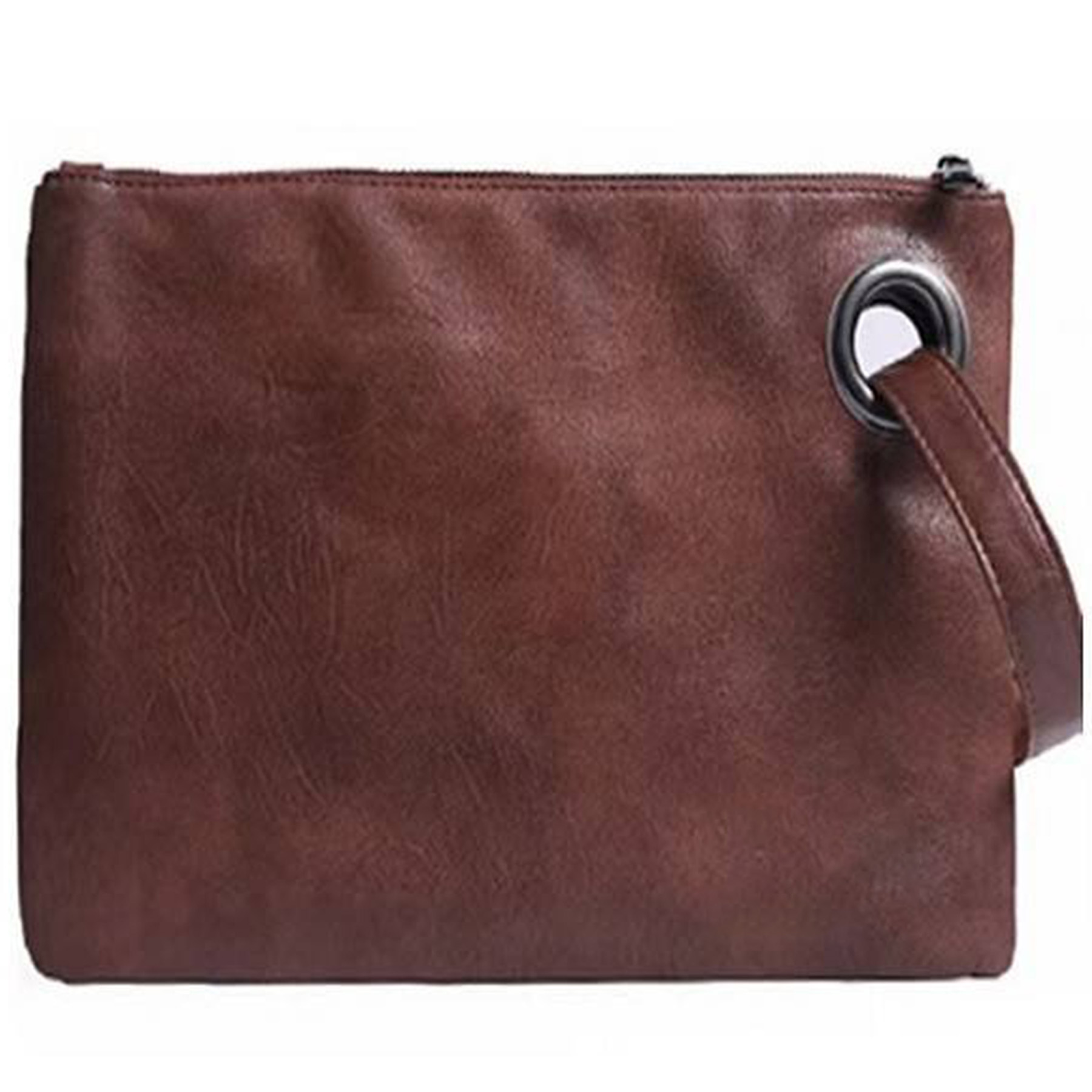 Fashionable Leather Zipper Wristlet Clutch 2