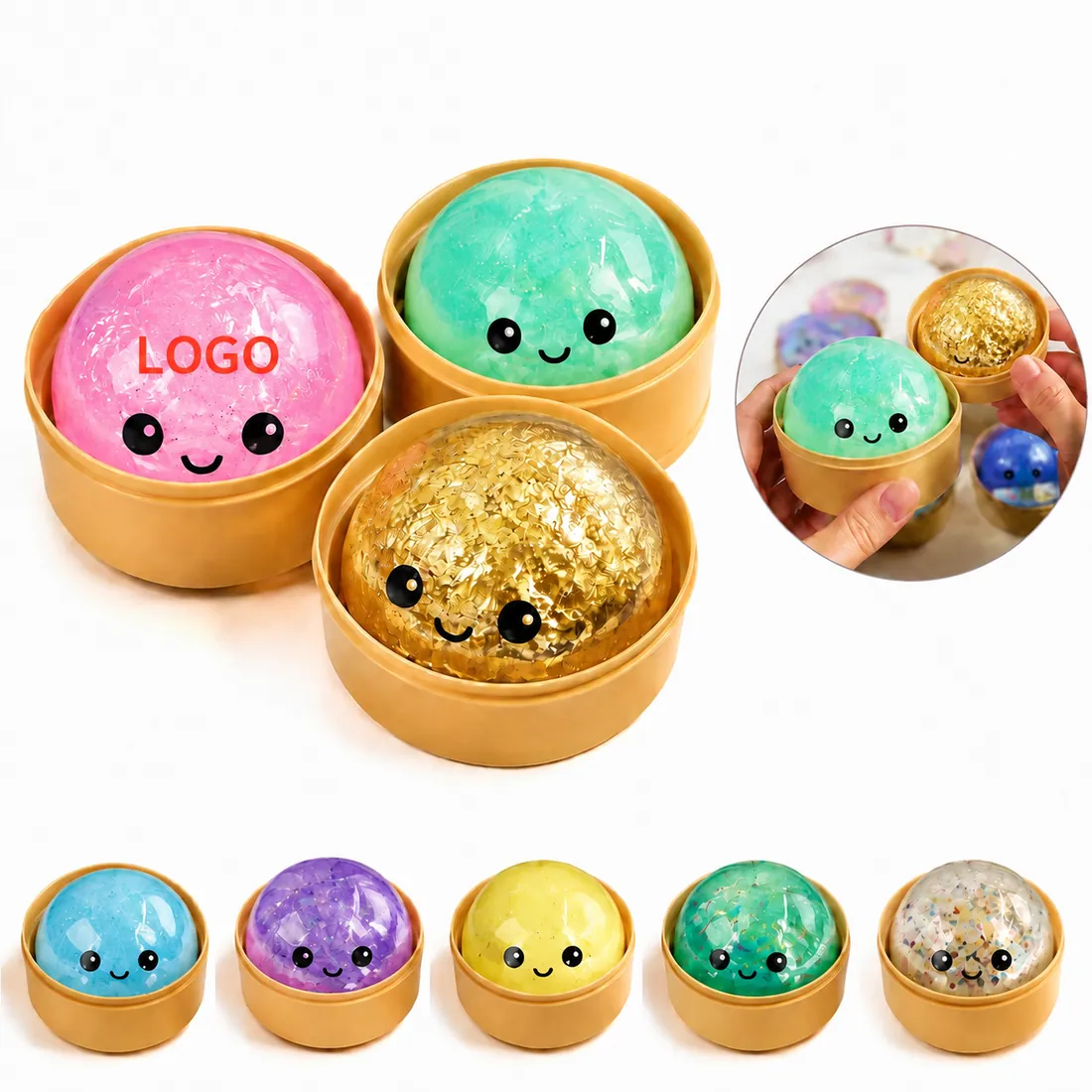 Slow Rebound Gold Glitter Dumpling Stress Ball