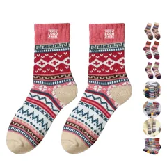 Cozy Winter Wool Socks with Floral Pattern