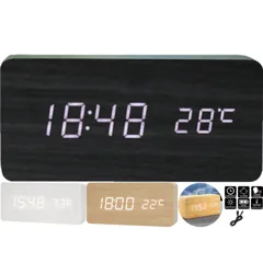 Eco-Friendly Wooden Digital Clock with Temperature Monitor