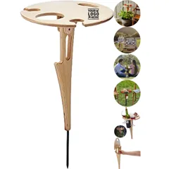 Garden Wine Table with Glass Holder