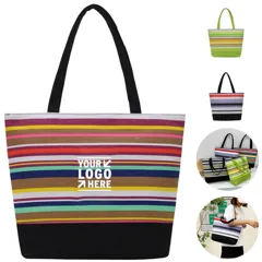 Colorful Striped Canvas Tote