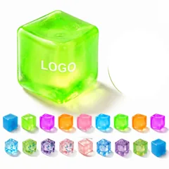 Malt Sugar Ice Cube Squeeze Toy with Gold Glitter Stress