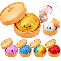 TPR Steamed Bun Stress Relief Squeeze Toy Set with Glitter 2