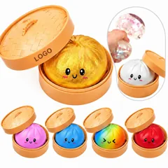 TPR Steamed Bun Stress Relief Squeeze Toy Set with Glitter